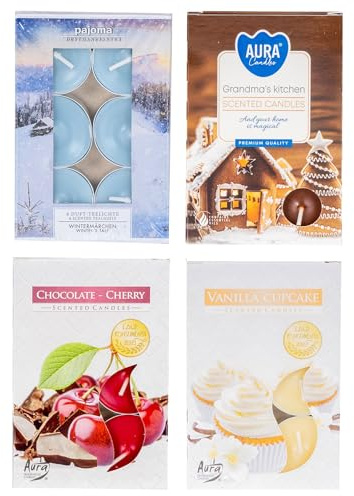 24 värmeljus 4 x 6 stycken vanilj choklad körsbär vintersagor doftljus dekoration ljus arom doft juldofter jul