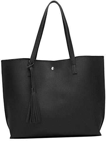 Tragetaschen Für Frauen, Frauen-Dame-handtaschen Weichen Pu-Leder Top Griff Umhängetasche Umhängetasche Große Kapazitäts-Einkaufstasche (schwarz)