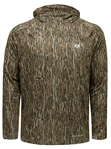 Mossy Oak Men's Standard Camo Hoodie Lightweight Hunting Shirts, Bottomland, Large