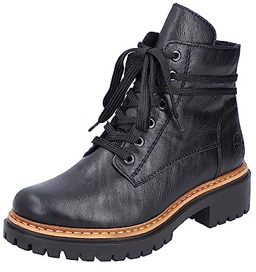 Rieker Damen Schnürstiefeletten 72603, Frauen Stiefeletten,halbstiefel,Kurzstiefel,uebergangsschuhe,uebergangsstiefel,schwarz (00),39 EU / 6 UK