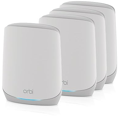 NETGEAR Orbi Mesh WiFi 6 RBK764S - Triband AX5400, Router con 3 satelliti, copertura fino a 700 m2 più di 75 dispositivi, velocità fino a 5.4 Gbps
