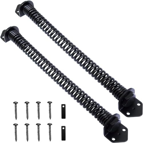 Lot de 2 ferme-portes robustes à ressort à fermeture automatique pour clôture de jardin en bois et vinyle (35,5 cm)
