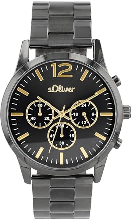 s.Oliver Armbanduhr Herren Chronograph Analog, mit Edelstahl Armband, 3 bar Wasserdicht, Kommt in Uhren Geschenk Box
