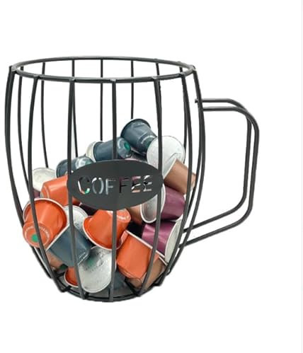 Coffee Porte Capsule Café, Métal Support de Dosettes de Café, à Capsules de Café, Panier de Rangement de Café Pour Comptoir de Cuisine, Bar à Café, Organisateur de Station de Café (Noir)