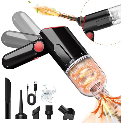 D-Lumina Aspirabriciole Senza Fili Potente, Mini Aspirapolvere Portatile per Auto 12000PA, Sistema a Doppia Filtrazione,Regolazione a 3 Marce,Adatto per la Pulizia Profonda di Auto e Case(Nero)