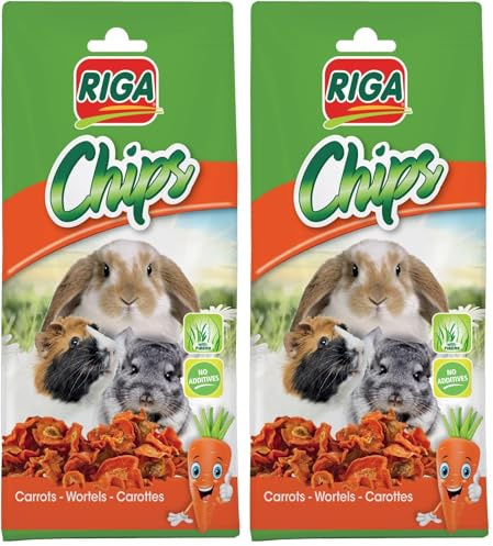 Riga - Chips De Carotte Séchée - Friandise Naturelle pour Rongeurs - Riche en Vitamines Et Minéraux - sans Additifs - Idéale pour l’Usure des Dents - 50G