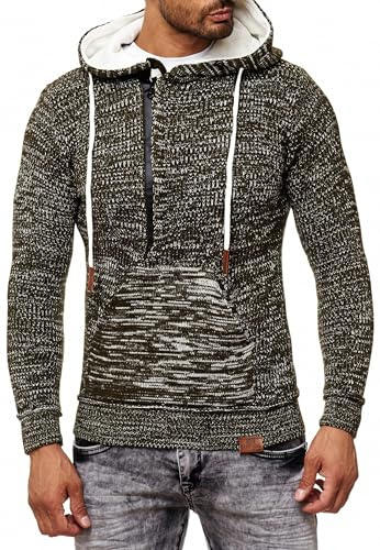 Subliminal Mode - Maglione da Uomo in Maglia con Cappuccio, Collo con Cerniera - Stile Basico - Maglione a Maglia Grossa - Maglione Tricottato Over Dimensionato, Maniche Lunghe, Inverno - Idea Regalo