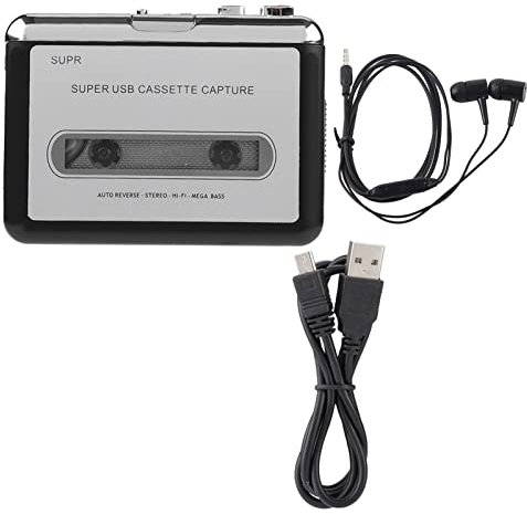 Cassette to MP3 Converter, Cassette Recorder Music Converter, Portable Portable Cassette Player, Cassette Recorder Converter Digitizer with Headphones for, CD