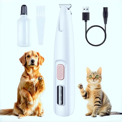 COUEYOA Dogs Cats Rabbits Paw Trimmer with LED Light Pets Use (White)