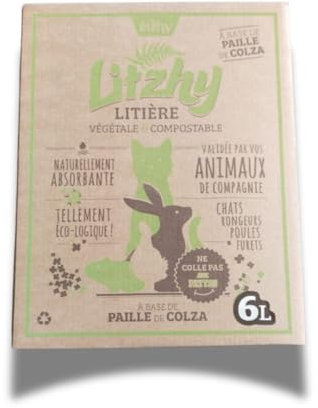 4.5 KG /6L Litière Litzhy végétale & compostobale en granulés - Lapin & Cochon d'Inde