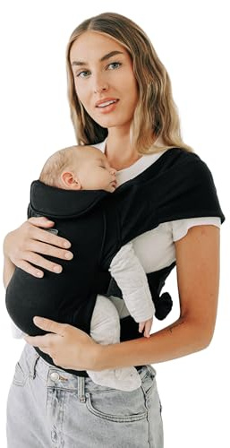 Tushbaby Pearl Wrap Carrier Black Newborn Baby Carrier with Storage