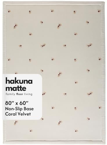Ultramjuk babykrypmatta 200 x 150 x 2,5 cm, blommigt mönster, barnrum, barnrumsmatta, minnesskum, halkfri lekmatta, lekmatta, barnmatta | Matta för barnrum med högkvalitativ polyuretan – krypmatta baby med halkfri undersida