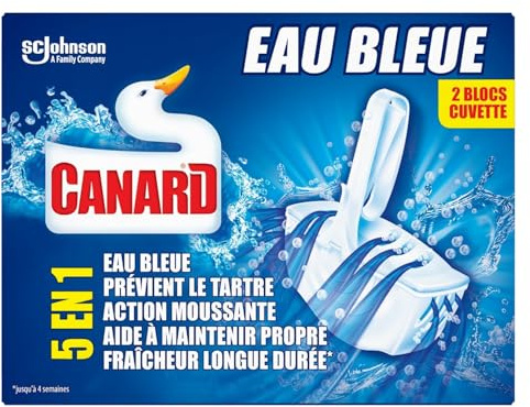CANARD WC – Bloc Nettoyant 5-en-1 pour des WC Frais et Protégés, Effet Eau Bleue (Lot de 2) - Le lot de 4
