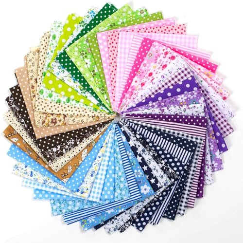 Ambesty 42pcs Tissus Coton, 25 x 25cm Multi-Couleurs DIY Tissus à Coudre, Couture Quilting Patchwork Paquet de Tissu Vêtements Sewing Artisanat Designs Différents