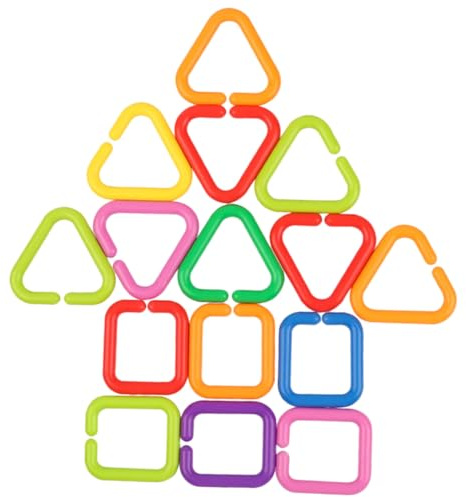VICASKY 35pcs Baby Links Geometric Linking Chains Toy Set for Toddlers, Small Link Toys Creative Shape, Lightweight Pe Material, for Attaching to Strollers and Seats Random Style