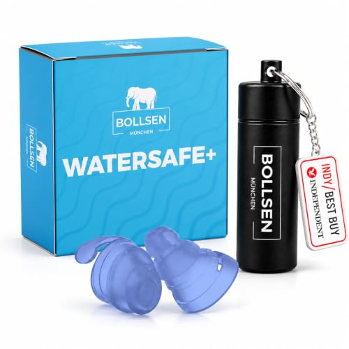 BOLLSEN Watersafe+ Bouchons d’oreilles de natation pour adultes – Bouchons en silicone réutilisables pour natation, douche, bain et sports nautiques – Étanches avec réduction du bruit 24 dB SNR (3)