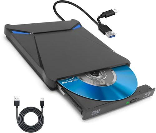 Lefunpets 22 unidades Blu-ray externas, reproductor de DVD/BD, grabadora Blu Ray con USB 3.0 tipo C