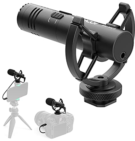 SYNCO Camera Microphone, M2S Camcorder External Shotgun Microphone with Low Cut Filter For DSLR Cameras Smartphone, Cardioid Directional Video Mic