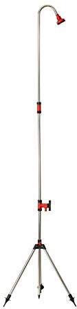 Grafner Aluminium Gartendusche mit Teleskopstativ, höhenverstellbar 172-275 cm, Duschstrahl stufenlos verstellbar, mit massiven Erdankern für optimal Stand, leicht & schnell aufgebaut, Campingdusche