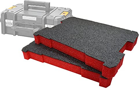 Shadow Foam TSTAK/ProStack Foam Inserts [50mm Red Twin Pack] Easy Peel Foam Inserts for DeWalt TSTAK & Stanley ProStack Boxes