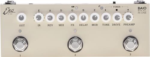 EKO GUITARS – BAIO Multieffekt-Pedal für Gitarre mit integrierten IRs, 9 integrierte Vorverstärker-Typen, 8 Impulse Responses, Effekte inklusive