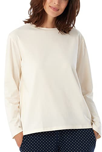 Schiesser Maglietta da Notte da Donna, a Maniche Lunghe, in Misto Cotone, con Pigiama Relax, Crema_179273, 42