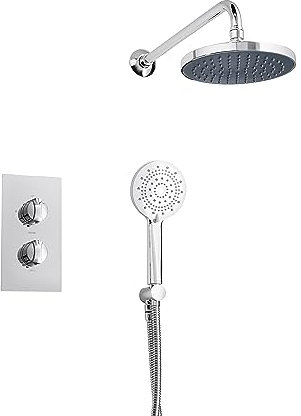 Triton Showers Revere Mixer Shower | Chrome | Rainfall Showerhead | Thermostatic Mixer Shower | Rear-fed | Mixer Shower for Bathroom | Concealed Mixer | Home Improvement