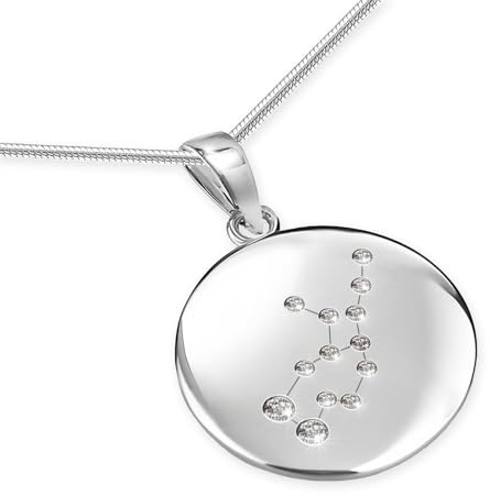 Silverhalsband Med Jungfru Stjärntecken Hänge Och Zirkonier