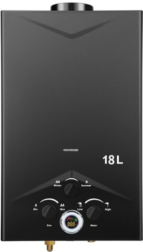 Chauffe-eau à Gaz,18L Chauffe-Eau Sans Réservoir Portable, Chauffe-eau Instantané au Propane Avec Affichage Numérique Multi-protection Pour les Voyages en Camping, RV Voyage