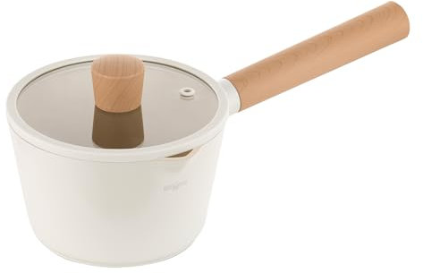 FLORINA Pentola in alluminio Nube | 16 cm | 1,6 l | Adatta all'induzione | Rivestimento ceramico antigraffio | Manico effetto legno soft-touch | Resistente al calore