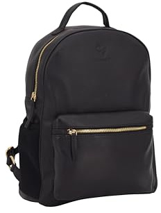 GERMANUS Rucksack aus echtem Leder, Jana (Schwarz, Mittel)