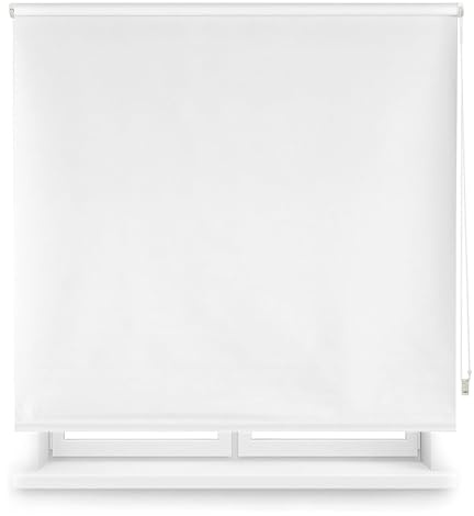 Well Home Estor Enrollable Opaco Liso - Blanco Roto, 100 x 175cm (Ancho x Largo)/Tamaño de la Tela 97 x 170cm