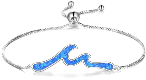ONEFINITY Wave Bracelet for Women 925 Sterling Silver Opal Wave Beach Bracelets Ocean Jewelry Gifts for Women