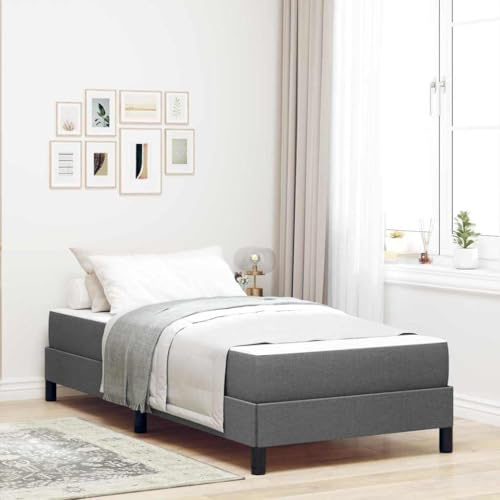 vidaXL Boxspringbett mit Matratze Dunkelgrau 100 x 200 cm Stoff, Moderner Schlafzimmer-Bettgestell, rechteckiger Boxspring, gemütliche Plattform, langlebige Schlaflösung, Elegantes Design