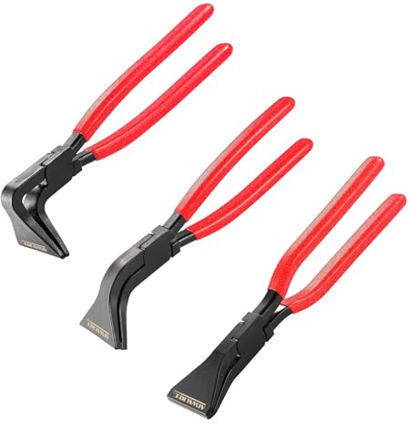 Alwalkee Sheet Metal Bending Pliers Set, 3-Piece Straight/45°/90° Hand Seamer, Heat-Treated Carbon Steel for Auto Body & HVAC