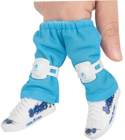 Hotainoys Mini Finger Skateboard Shoes with Blue Pants & Gear | Realistic Alloy Finger Toy Skateboards for Fingertip Fun & Creative Play, Skateboard Shoes