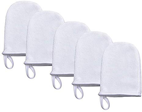 POFET 5 st mikrofiber ansiktsrengöringshandskar Återanvändbara ansiktsduksdynor Makeup Remover Handske Mjuka och absorberande ansiktstvättdynor för daglig hudvård