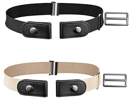 Cintura Elastica,2 Pezzi Cinturas Invisibile Regolabile Senza Fibbia per Uomo&Donna Pantaloni Jeans Morbida Elastica Confortevole Nero/Cachi 80cm