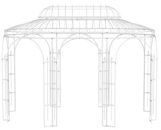 ELEO Pavillon Verona weiß - oval 3x4 m Rankpavillon für den Garten handgeschmiedet Schmiedeeisen luxuriös - Gartenpavillon Metall stabil rostfrei pulverbeschichtet Weiss - für draußen Winterfest