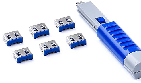SmartKeeper ESSENTIAL / 6 x USB A-Port Blockers mit 1 x Lock Key Basic / Dunkelblau