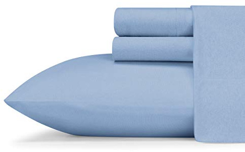 Eddie Bauer - Sábanas Queen, Juego de Ropa de Cama Transpirable, decoración Ligera para el hogar para Personas Que Duermen cálidos (Punto de Jersey Azul, Queen)