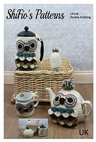 Crochet Pattern for Owl Tea Cosy, Cafetiere Cover, French Press Owl Cover, Mug Cozie, Cup, Egg Cozy, Instructions, Double Knitting, UK Terminology CP249