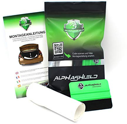 AlphaShield Lámina Protectora de Pintura para umbral de Coche, Incluye raspador y Fieltro, Ajuste, Resistente a Intemperie E049 (150µm Transparente, Oraguard 270 Stone)