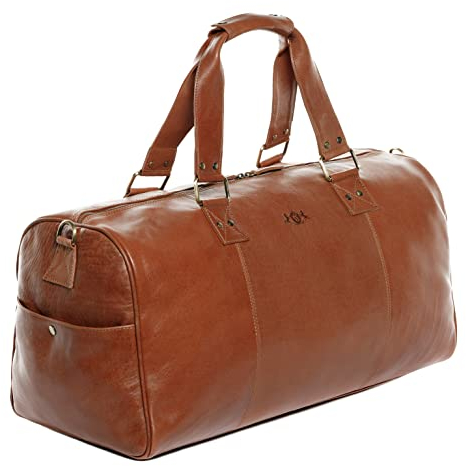 SID & VAIN große XL Reisetasche echt Leder - Sporttasche groß Linus XXL - Weekender Handgepäck Herrentasche mit Schultergurt - Ledertasche Herren braun handgefertigt