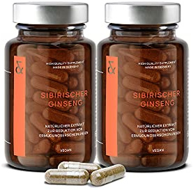 CLAV® Sibirischer Ginseng – 120 vegane Kapseln (2er Set) – 900 mg Taigawurzel pro Tag – Eleutherococcus senticosus – für Energie & Ausdauer – Made in Germany