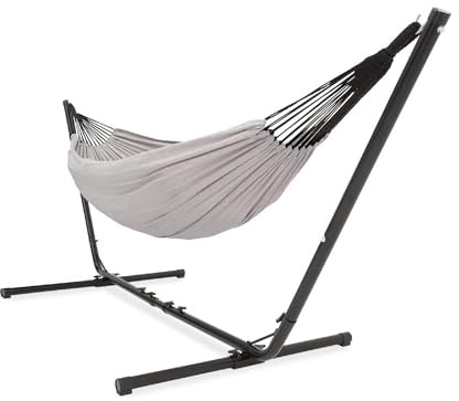 Vita5 Hamaca con Soporte – Estructura Ajustable de 290 a 330 cm – Hamaca Grande de 80% Algodón y 20% Poliéster para Jardín, Terraza, Balcón y Camping – Incluye Bolsa de Transporte