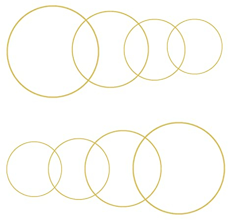 8 Stück 4 Größen Metall Ringe zum Basteln Gold, 2 x 8cm, 20cm, 25cm, 30cm Metallringe Traumfänger Makramee Hoops, Mobile Floristik Deko für Blumenkreise, DIY Dekoration