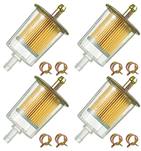 HayEastdor 4PCS 5/16 Universal Fuel Filters with 8PCS 14mm Hose Clamps Gas Inline Fuel Filter Replacement for Motorcycles, Cars, Trucks HE007