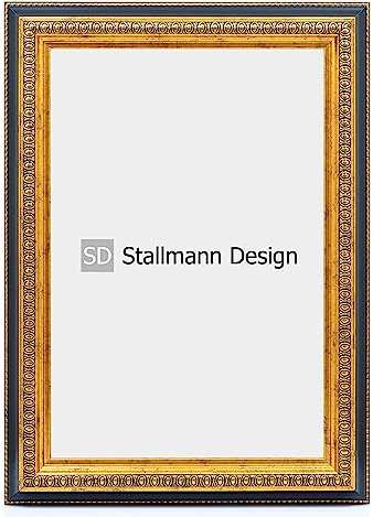 Stallmann Design Barockrahmen “FAME” | 40x60 cm | Gold-schwarz | Echtholz-Bilderrahmen antik | 80 andere Größen verfügbar | Fotorahmen aus Holz im Vintagestyle