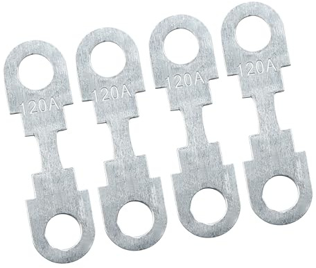 A ABSOPRO 120A Flat Fuse Strip Metal Silver Tone for Car DC 32V (Set of 4)